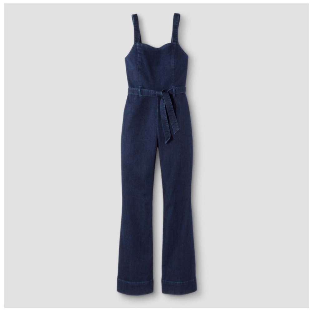 Women's Tie Waist Denim Jumpsuit
